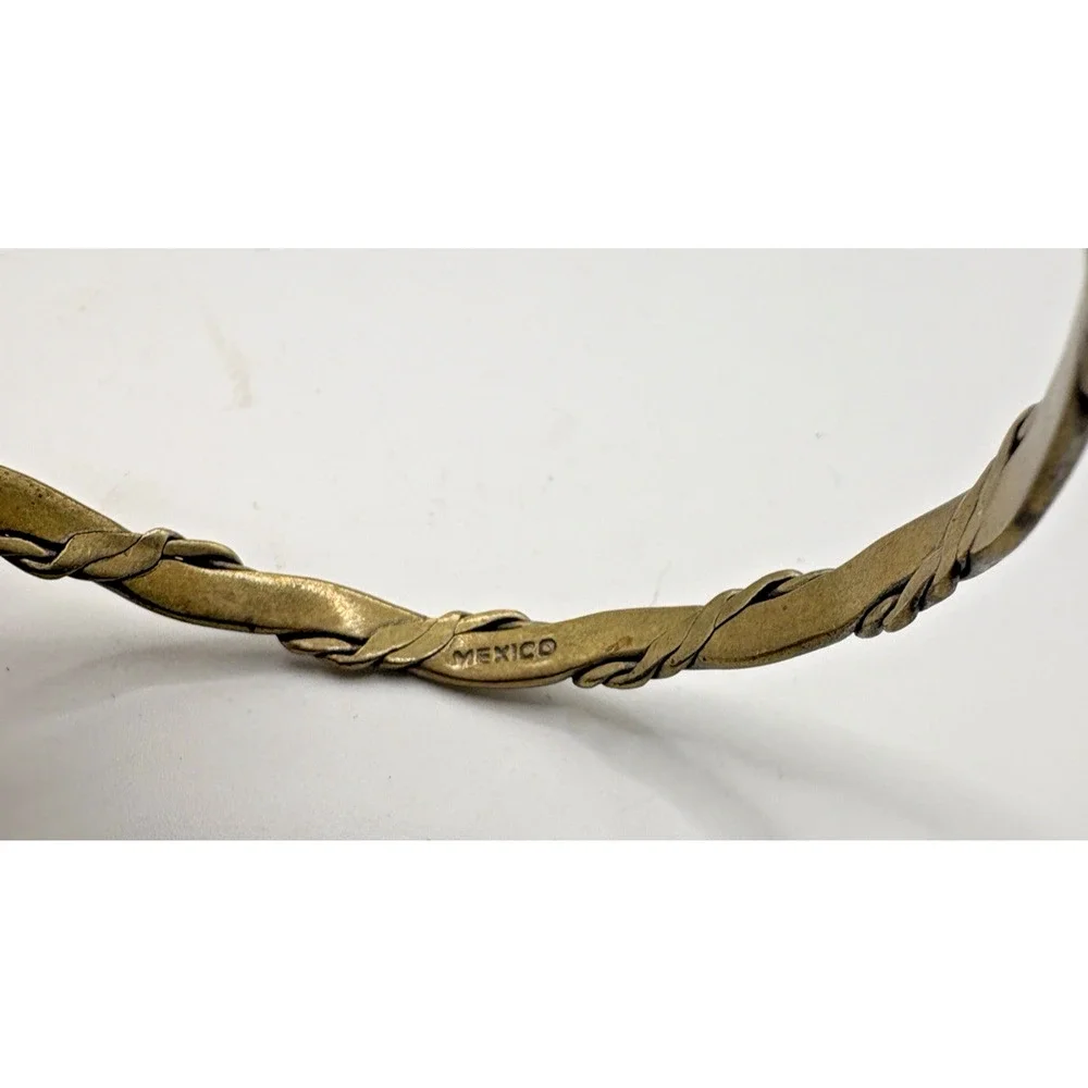 Vintage Sterling Silver 925 Mexico Flat Rope Bangle Bracelet Handcrafted Artisan